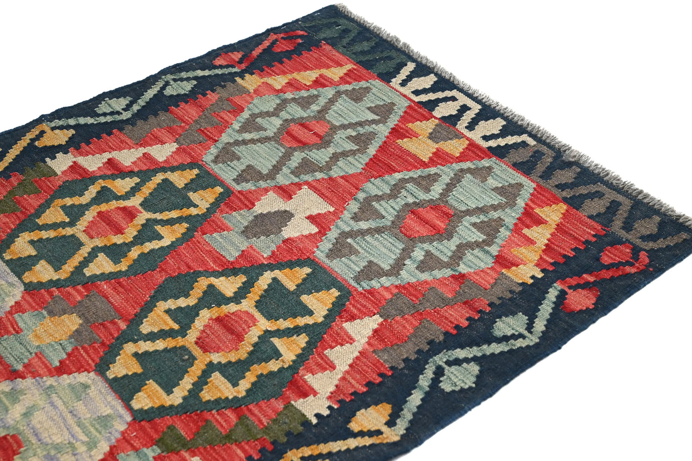 Kilim Afghan Rug – Navy Medallion