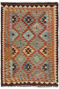 Hand-woven Afghan Kilim Rug, 102 x 150 cm