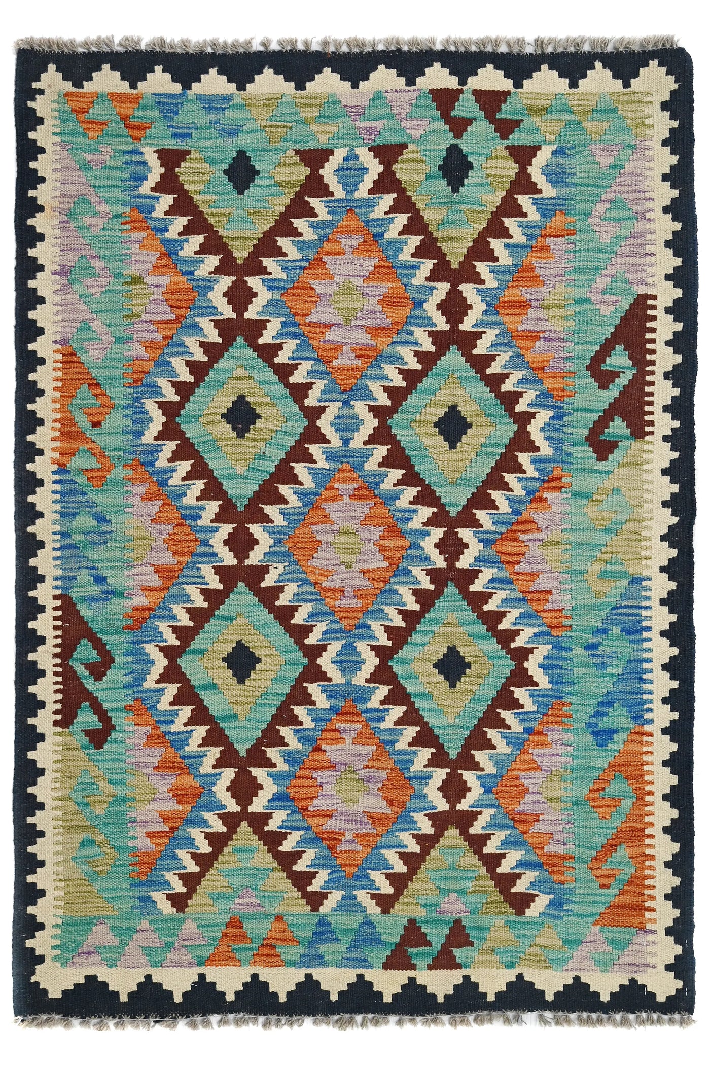 Kilim Afghan Rug – Ocean Crest
