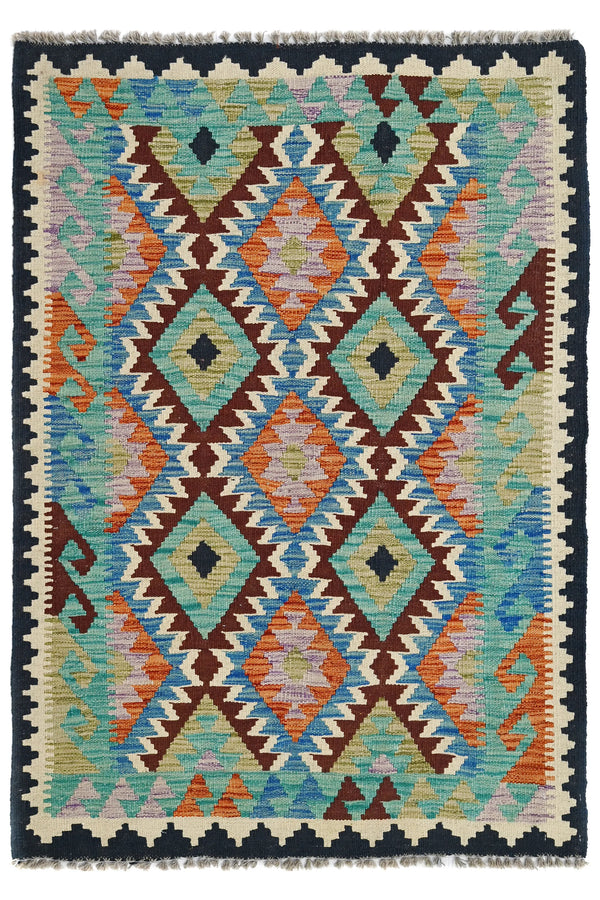 Hand-woven Afghan Kilim Rug, 102 x 148 cm