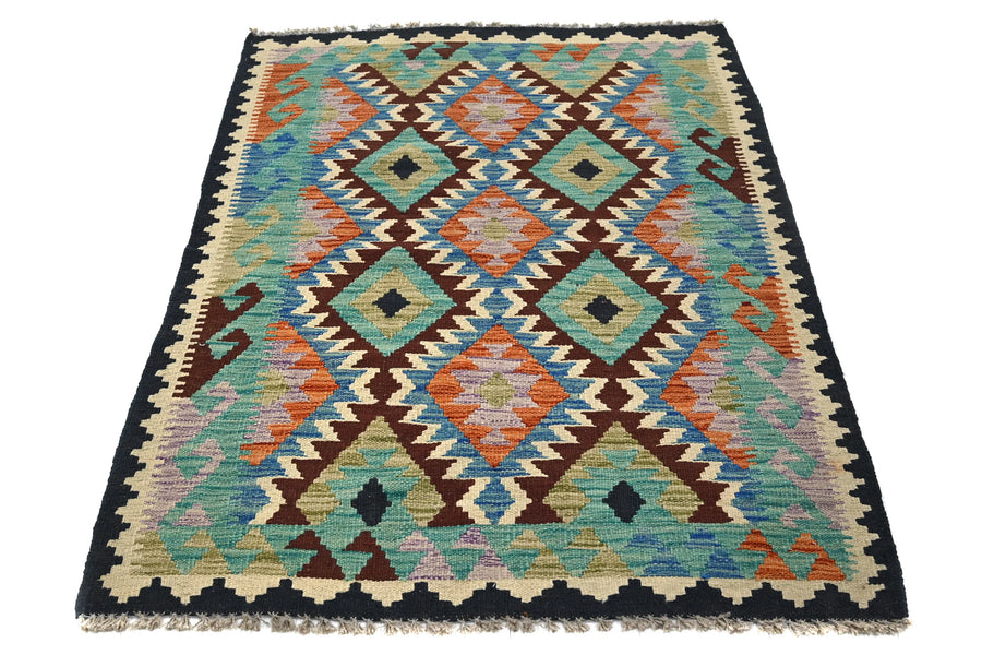 Hand-woven Afghan Kilim Rug, 102 x 148 cm