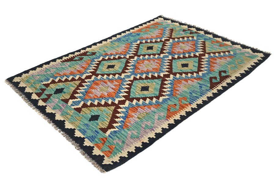 Hand-woven Afghan Kilim Rug, 102 x 148 cm