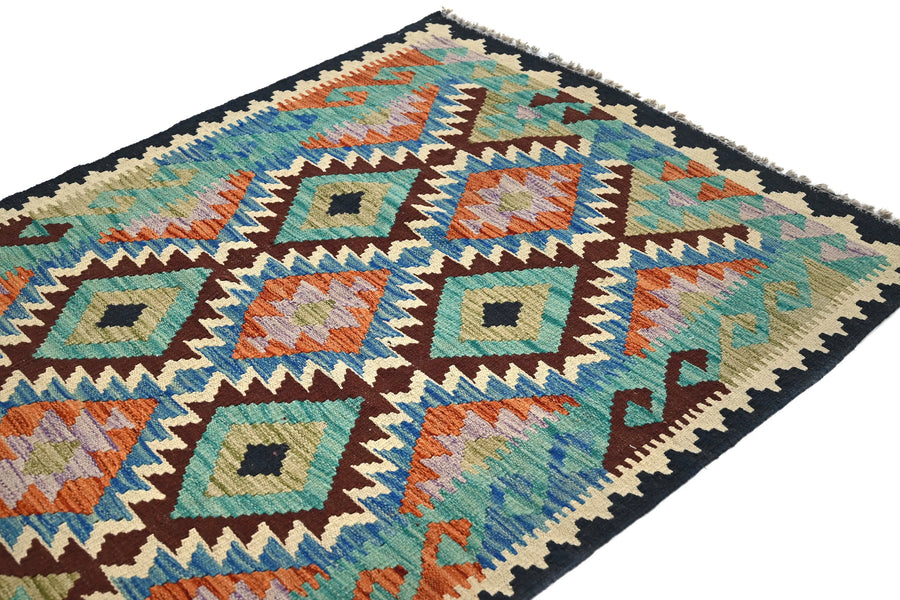 Hand-woven Afghan Kilim Rug, 102 x 148 cm