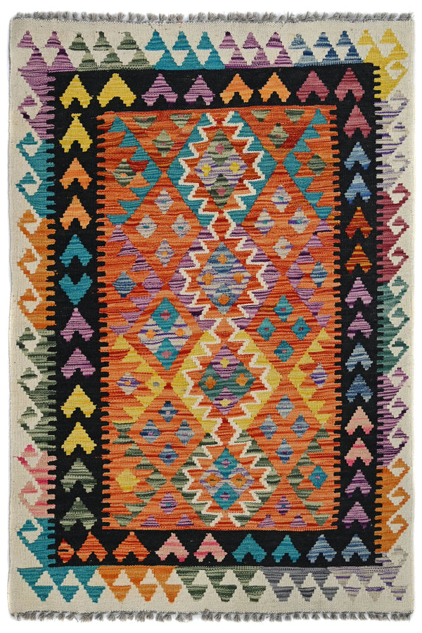Hand-woven Afghan Kilim Rug, 102 x 152 cm