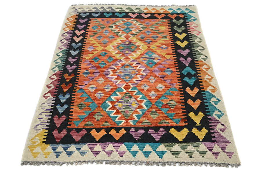 Hand-woven Afghan Kilim Rug, 102 x 152 cm