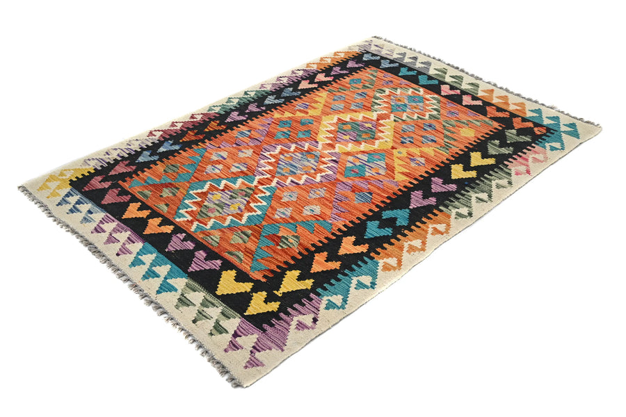 Hand-woven Afghan Kilim Rug, 102 x 152 cm