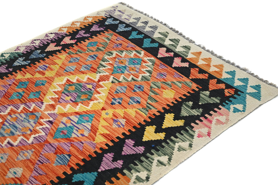 Hand-woven Afghan Kilim Rug, 102 x 152 cm