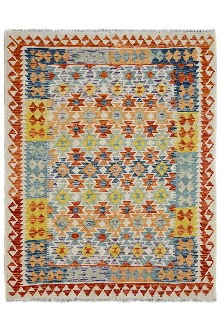 Hand-woven Afghan Kilim Rug, 152 x 195 cm