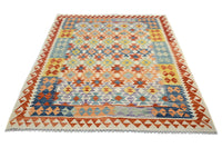 Hand-woven Afghan Kilim Rug, 152 x 195 cm