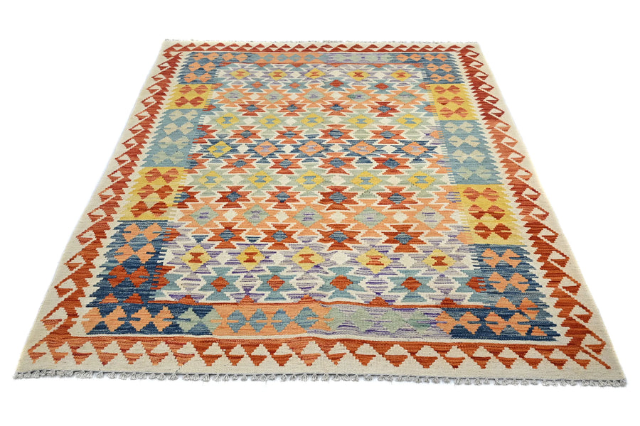 Hand-woven Afghan Kilim Rug, 152 x 195 cm