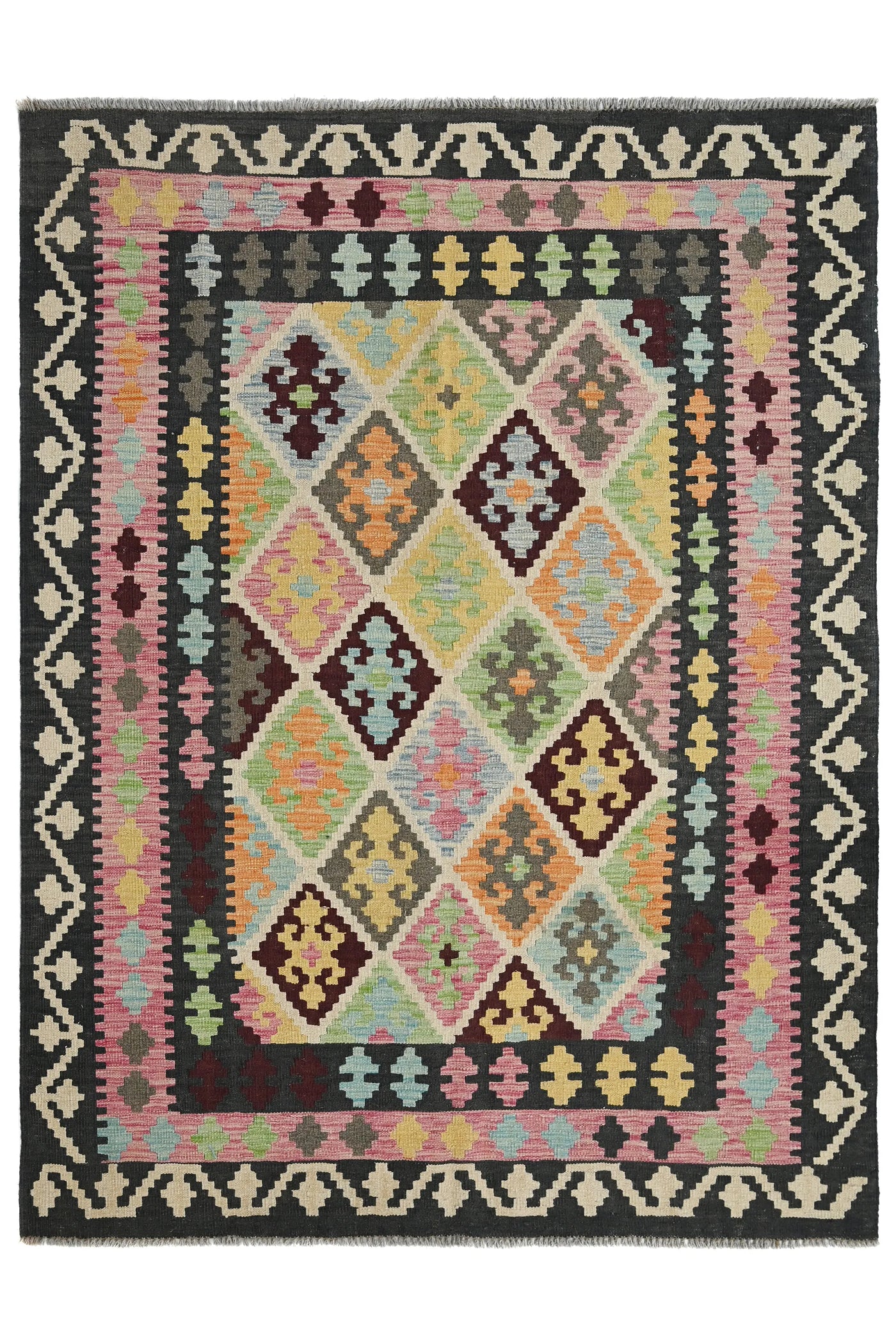 Kilim Afghan Rug – Dove Medallion