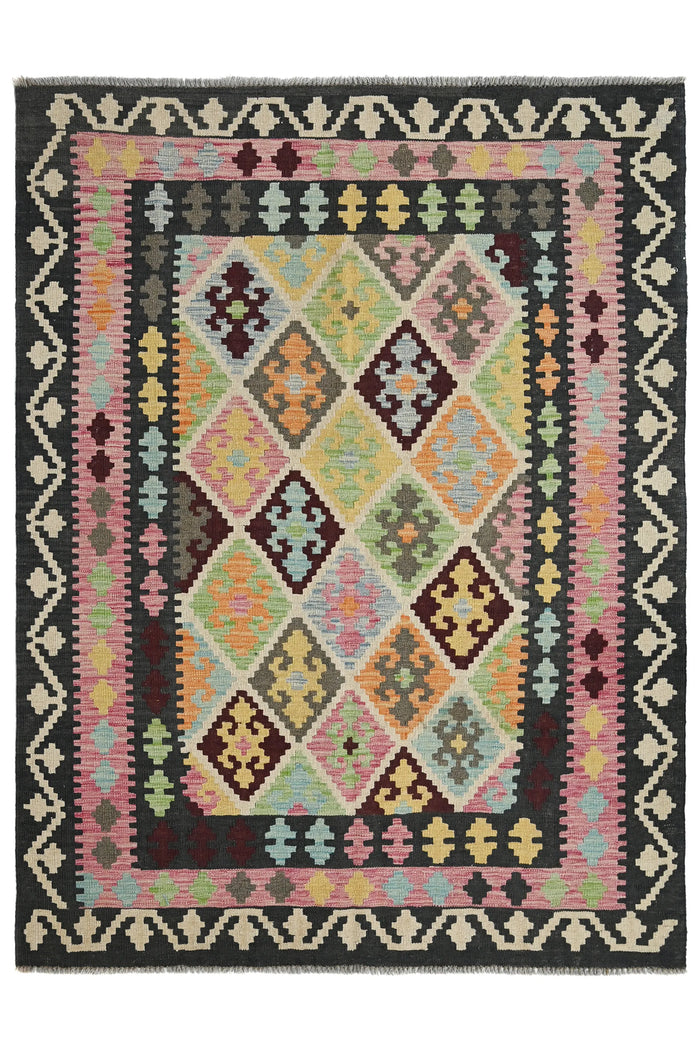 Kilim Afghan Rug – Dove Medallion