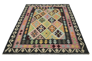 Hand-woven Afghan Kilim Rug, 152 x 203 cm