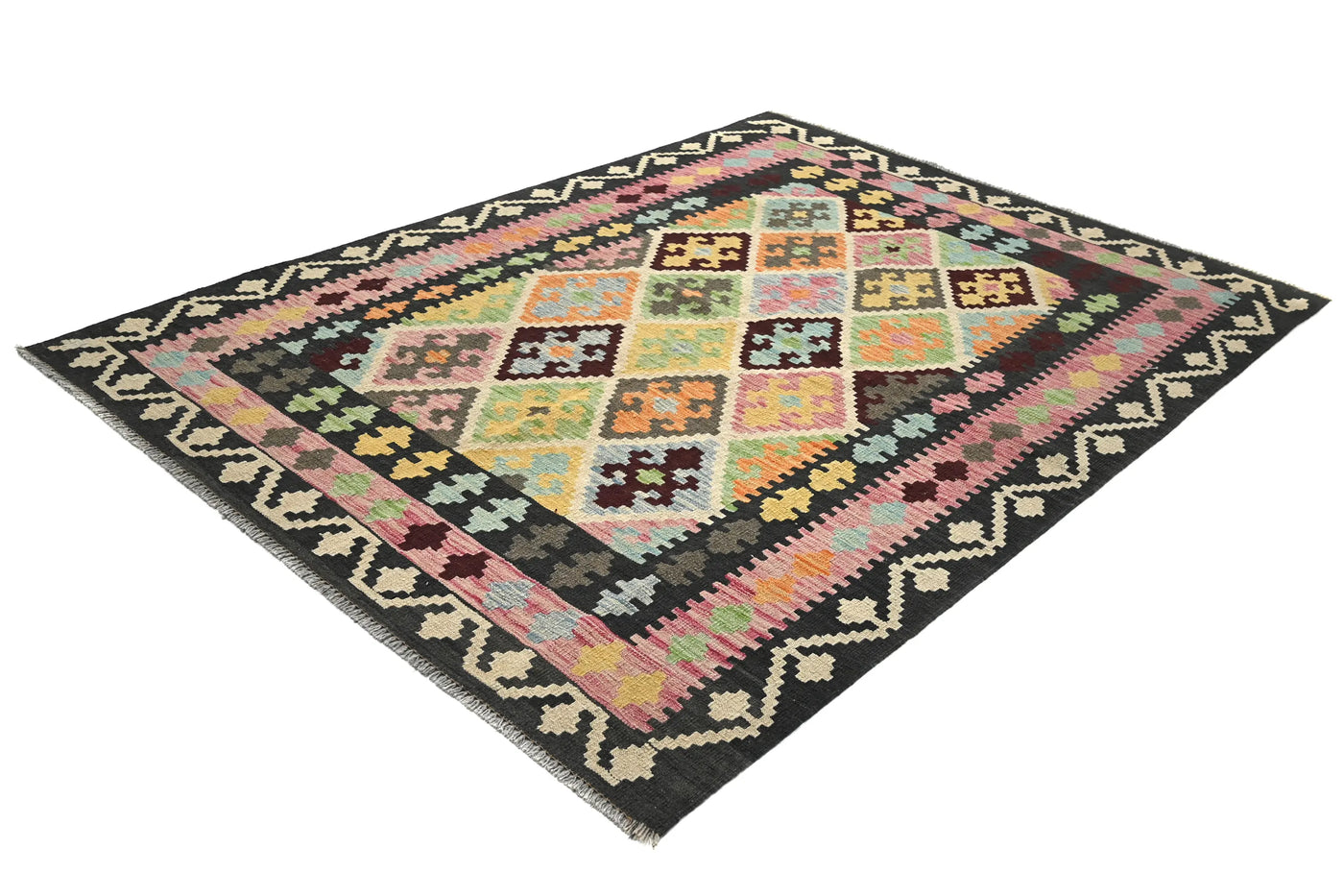 Kilim Afghan Rug – Dove Medallion