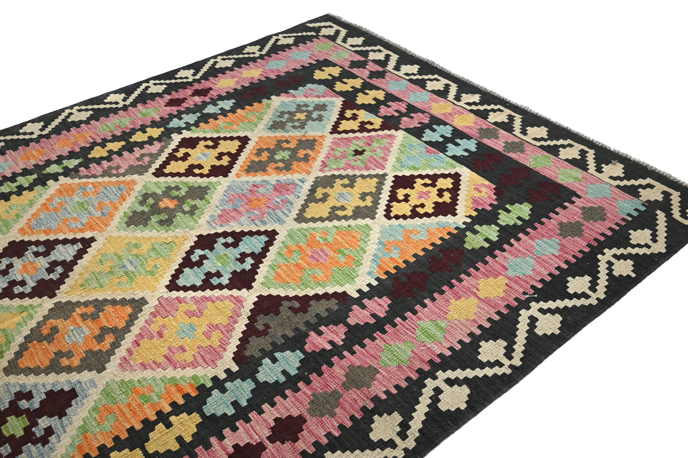 Kilim Afghan Rug – Dove Medallion