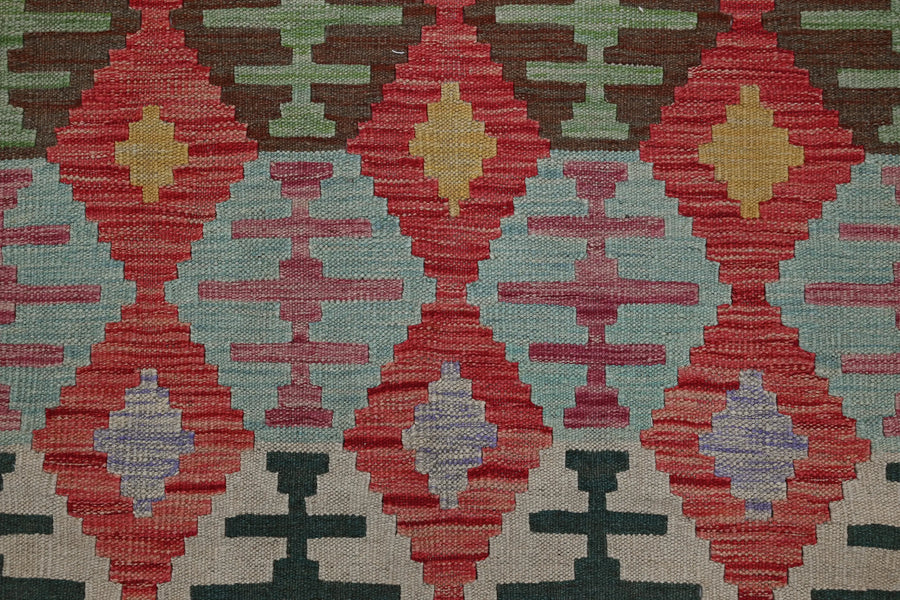 Hand-woven Afghan Kilim Rug, 152 x 195 cm