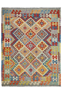 Hand-woven Afghan Kilim Rug, 158 x 207 cm