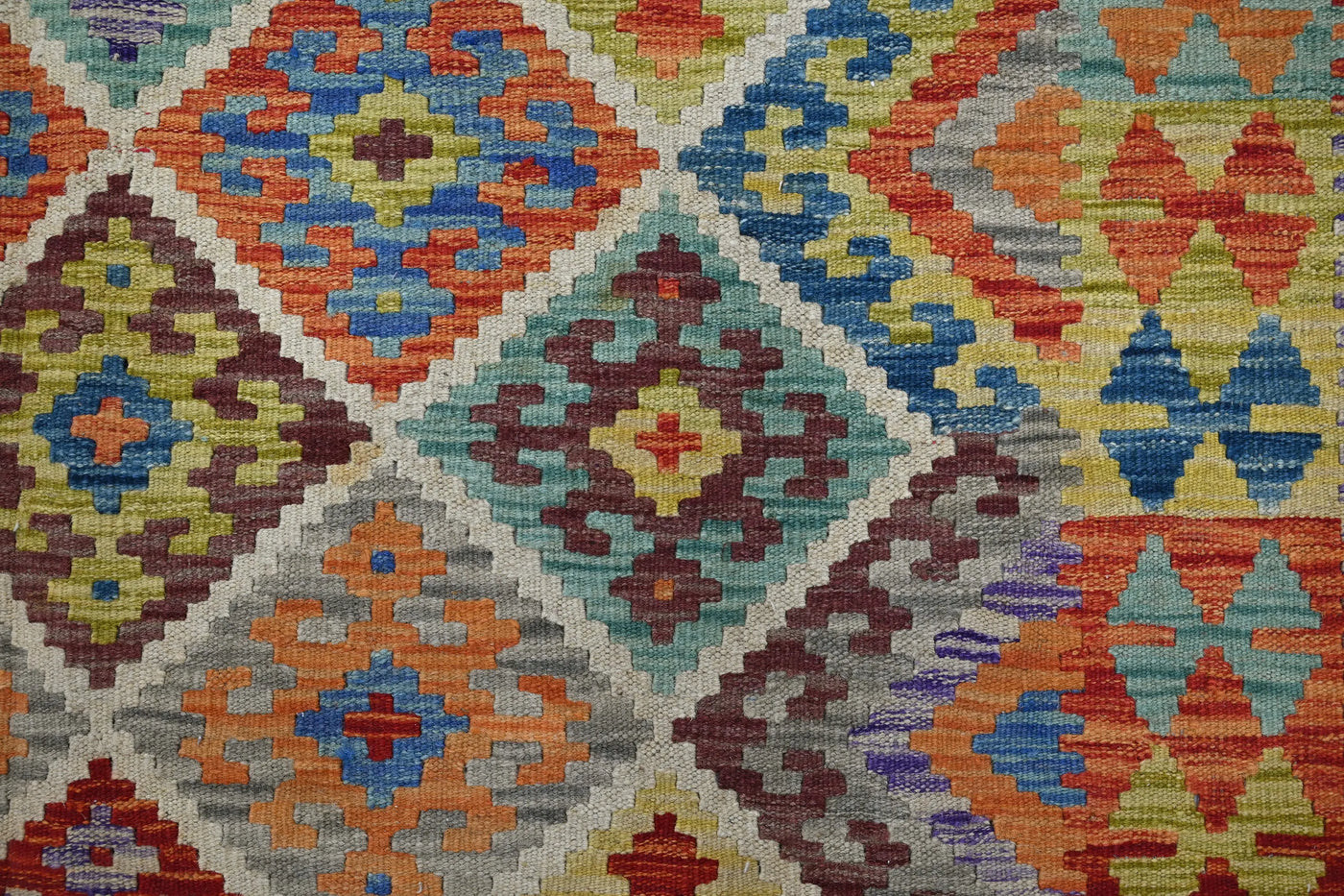 Kilim Afghan Rug – Cerulean Trellis