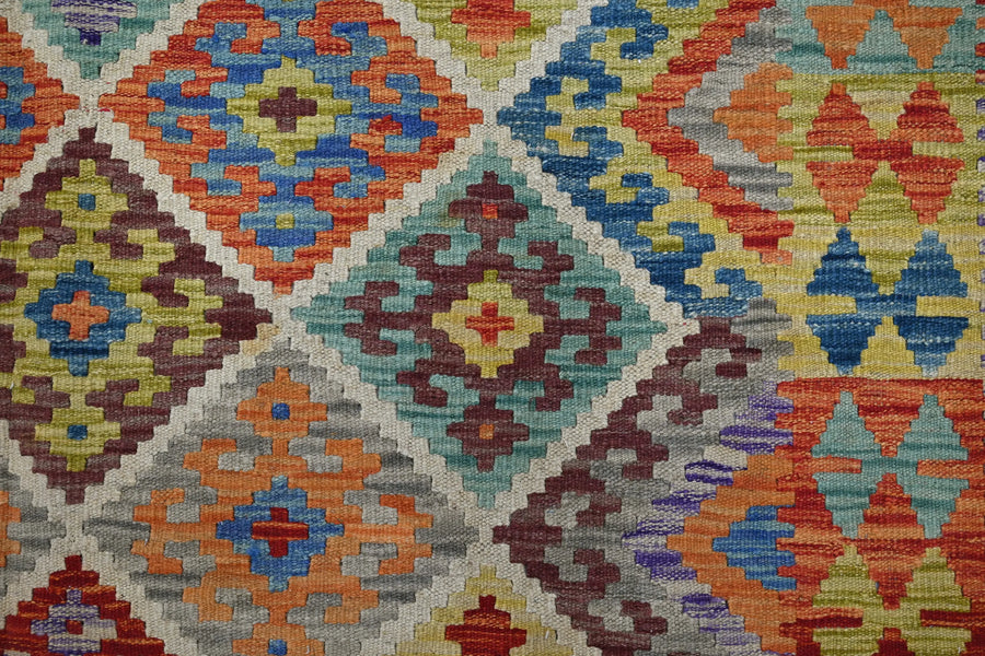 Hand-woven Afghan Kilim Rug, 158 x 207 cm