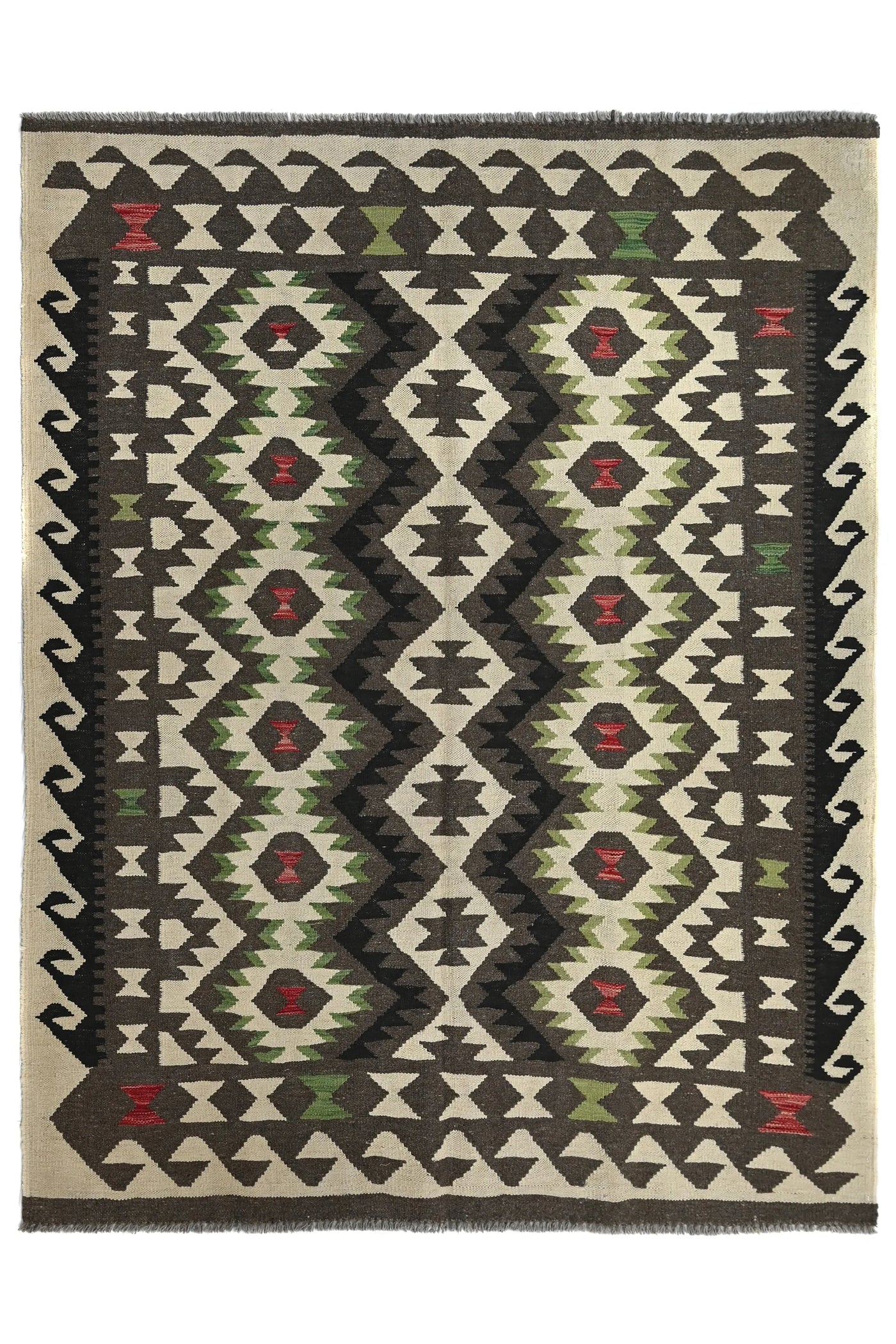 Kilim Afghan Rug – Graphite Constellation