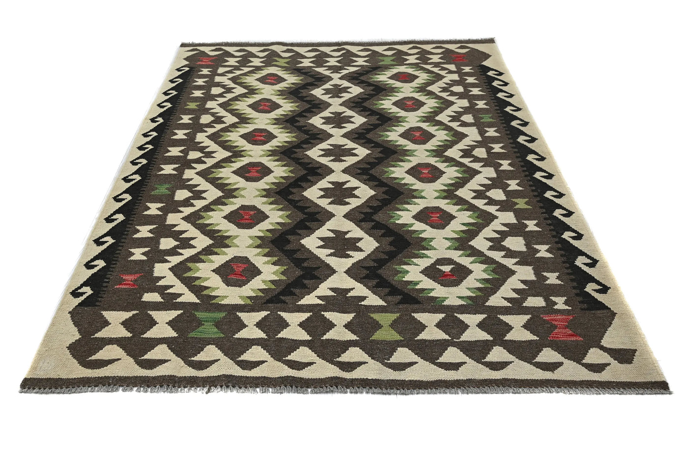 Kilim Afghan Rug – Graphite Constellation