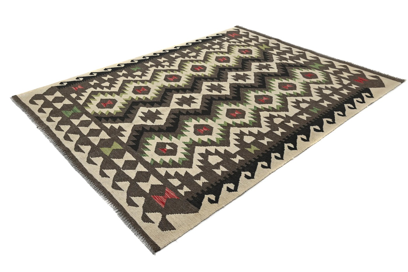 Kilim Afghan Rug – Graphite Constellation