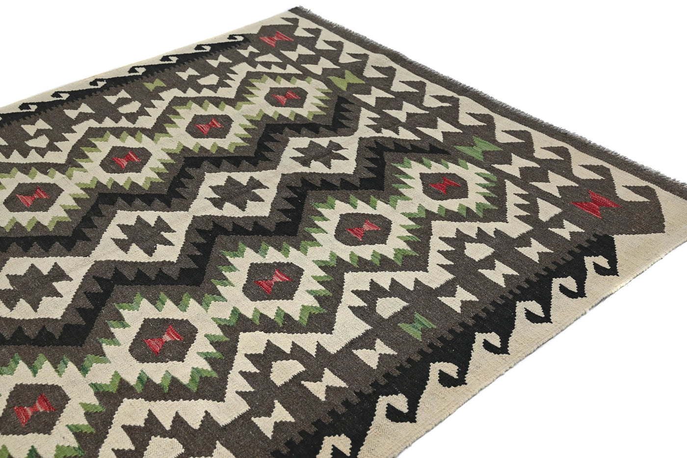 Kilim Afghan Rug – Graphite Constellation