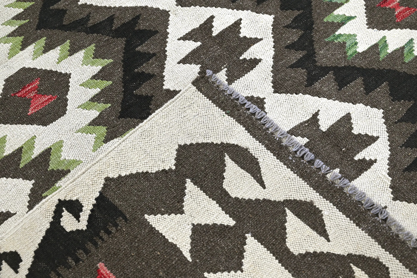Kilim Afghan Rug – Graphite Constellation