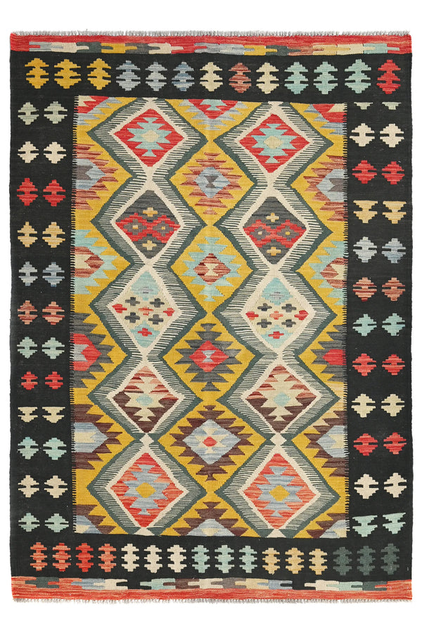 Hand-woven Afghan Kilim Rug, 147 x 209 cm
