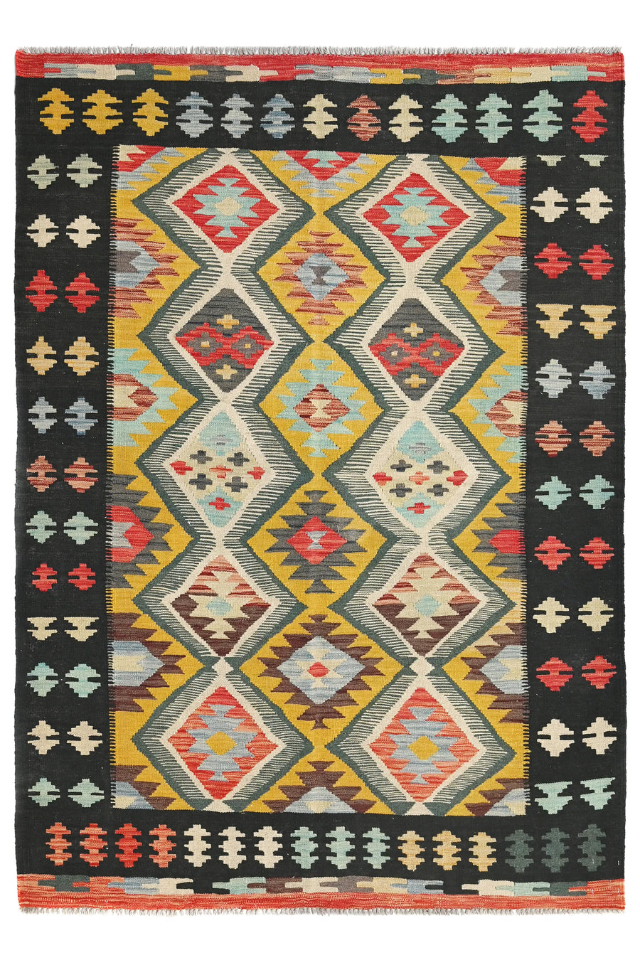 Hand-woven Afghan Kilim Rug, 147 x 209 cm