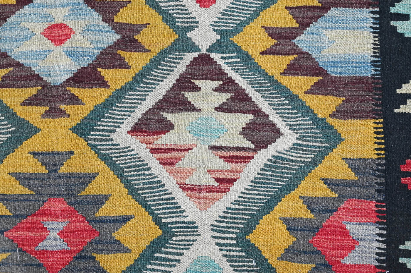 Kilim Afghan Rug – Navy Crest