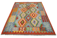 Hand-woven Afghan Kilim Rug, 152 x 203 cm