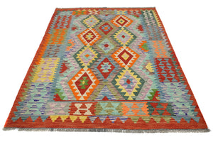 Hand-woven Afghan Kilim Rug, 152 x 203 cm