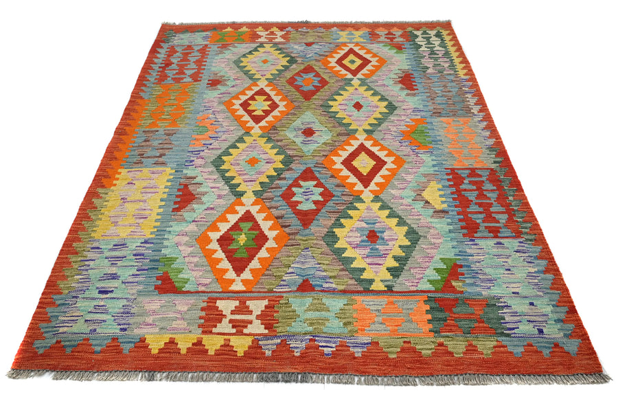 Hand-woven Afghan Kilim Rug, 152 x 203 cm