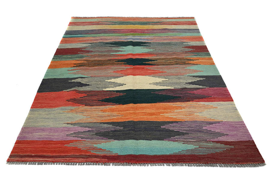 Hand-woven Afghan Kilim Rug, 152 x 203 cm