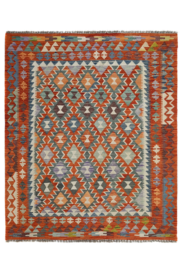 Hand-woven Afghan Kilim Rug, 162 x 198 cm