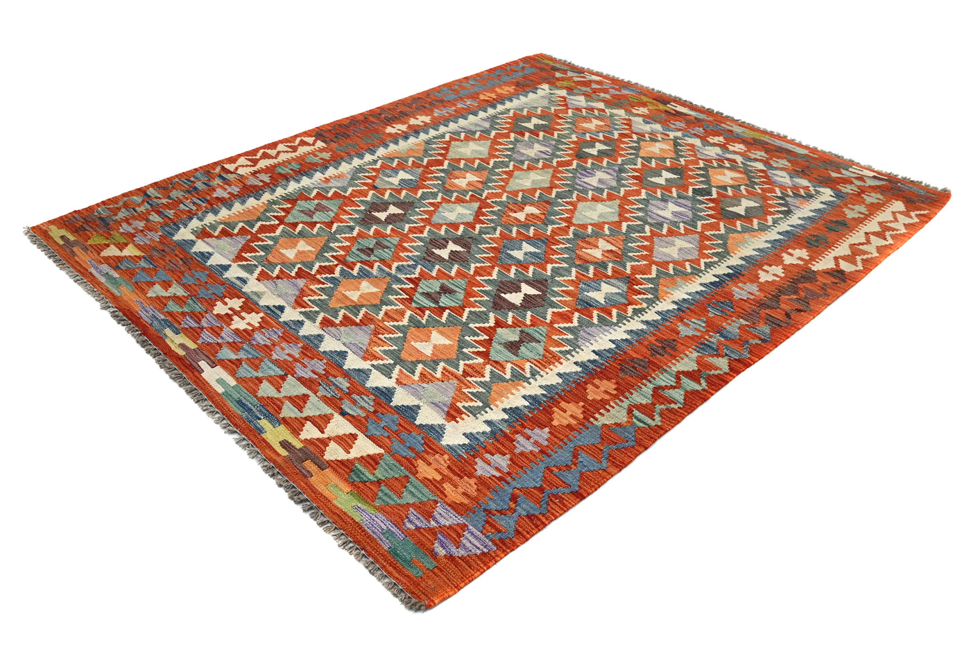 Kilim Afghan Rug – Oatmeal Triptych
