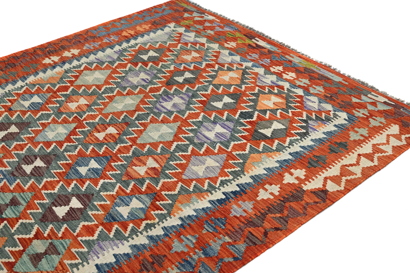 Kilim Afghan Rug – Oatmeal Triptych