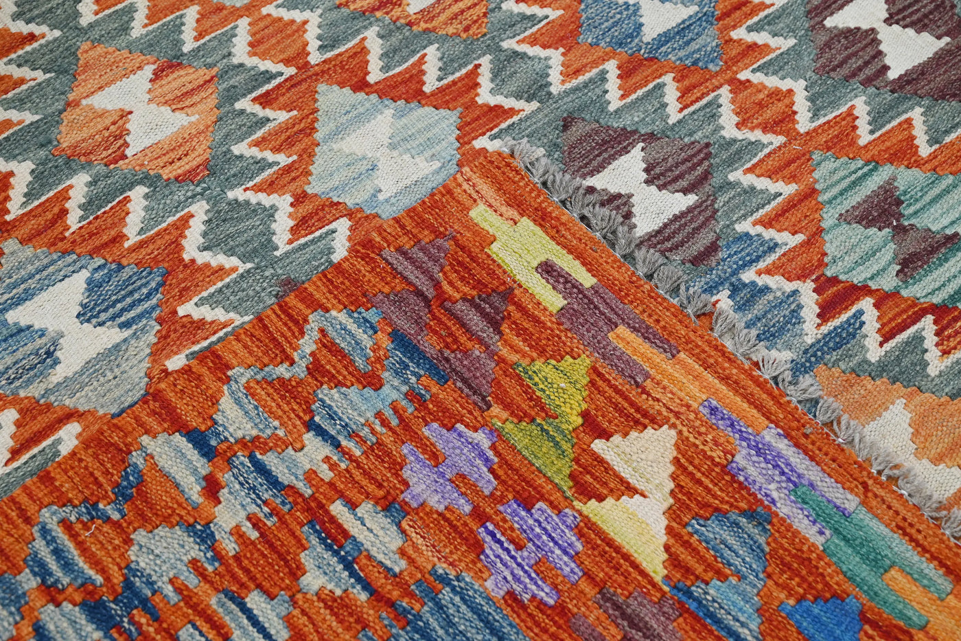 Kilim Afghan Rug – Oatmeal Triptych