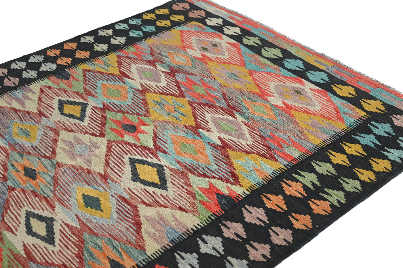 Kilim Afghan Rug – Azure Geometry