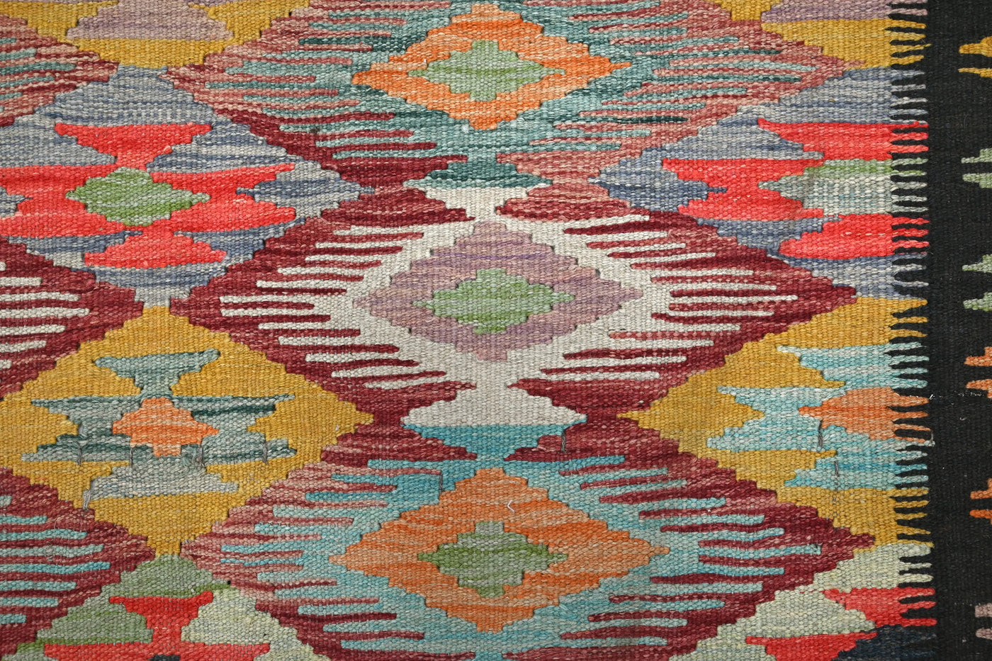 Kilim Afghan Rug – Azure Geometry