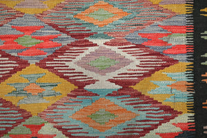 Hand-woven Afghan Kilim Rug, 142 x 188 cm