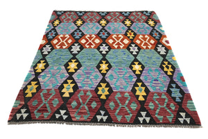 Hand-woven Afghan Kilim Rug, 150 x 195 cm