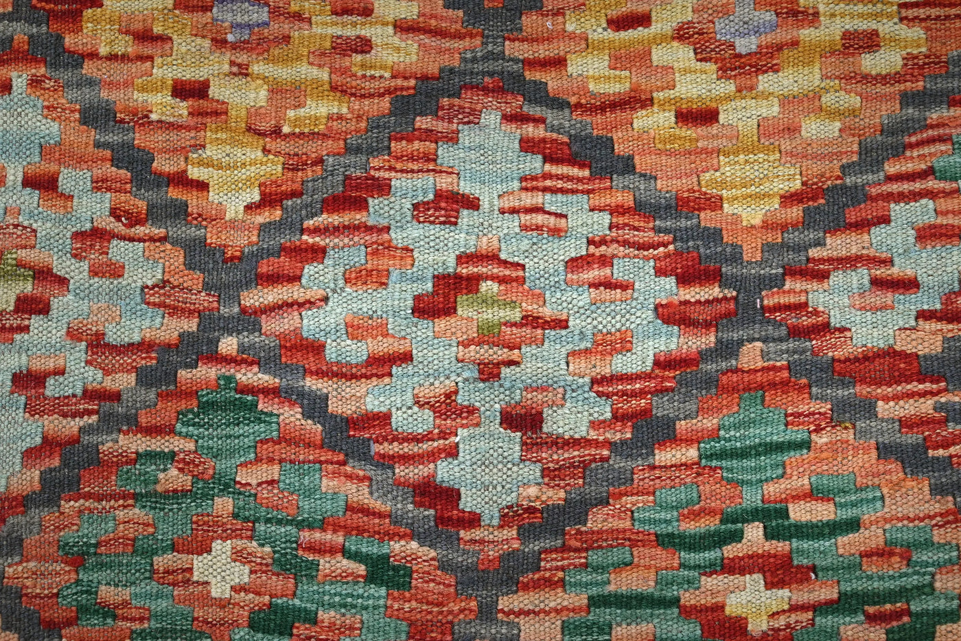 Kilim Afghan Rug – Azure Diamond