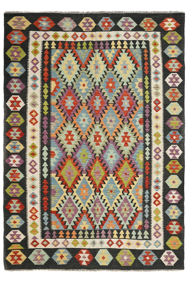 Hand-woven Afghan Kilim Rug, 200 x 287 cm