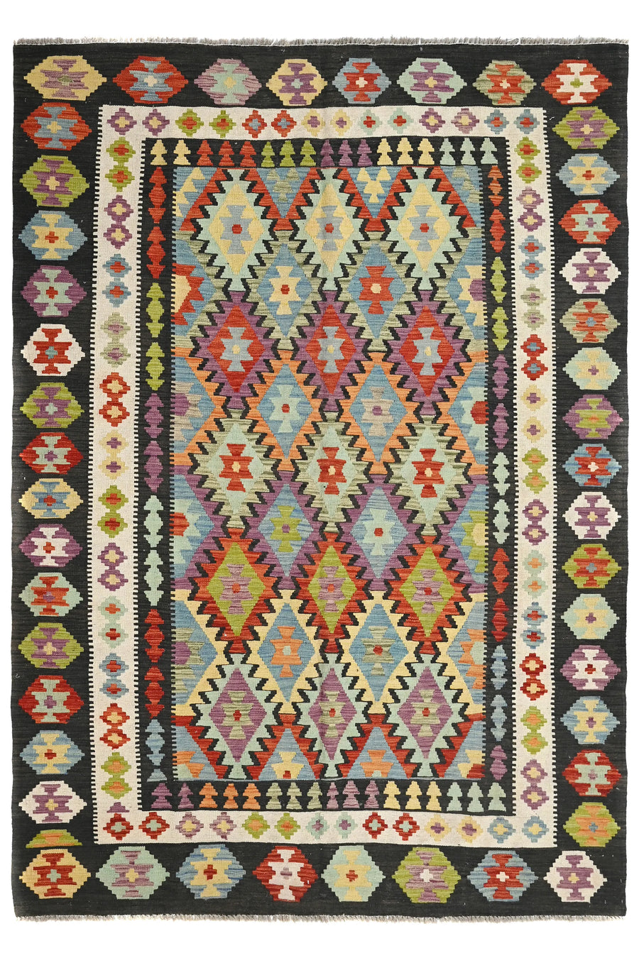 Hand-woven Afghan Kilim Rug, 200 x 287 cm