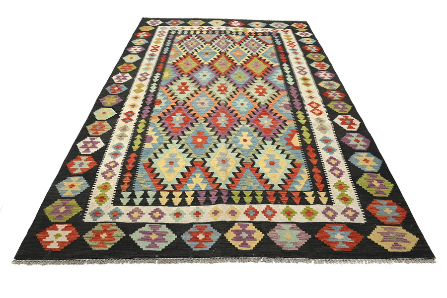 Hand-woven Afghan Kilim Rug, 200 x 287 cm