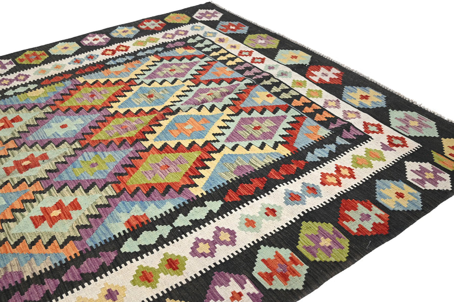 Hand-woven Afghan Kilim Rug, 200 x 287 cm