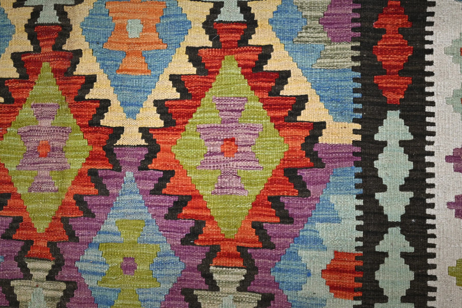 Hand-woven Afghan Kilim Rug, 200 x 287 cm