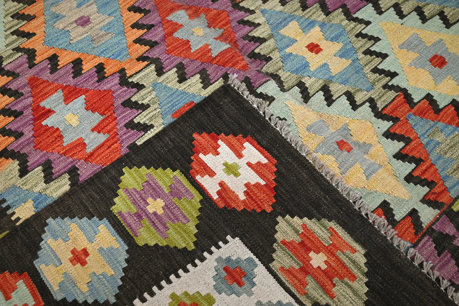 Hand-woven Afghan Kilim Rug, 200 x 287 cm